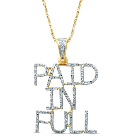 10K Yellow Gold 0.43-0.49 Cttw Diamond " Paid In Full " Charm