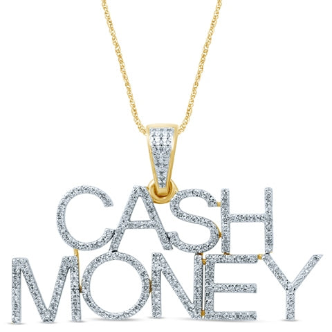 10K Yellow Gold 0.48-0.55 Cttw Diamond  "Cash Money" Charm