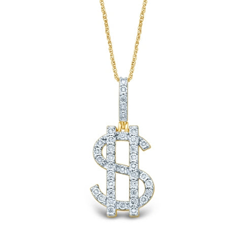 10K Yellow Gold 0.37-0.43 Cttw Diamond Dollar Sign Charm