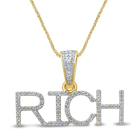 10K Yellow Gold 0.24-0.27 Cttw Diamond "Rich" Charm