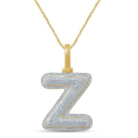 10K Yellow Gold Diamond Bubble Letter Charm