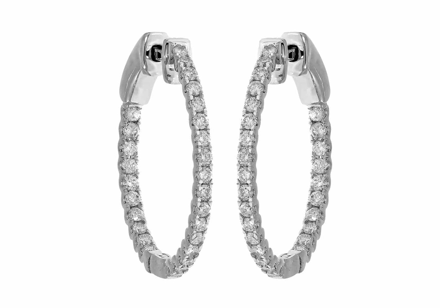14K White Gold 0.95-1.01 Cttw Diamond Hoop Earring