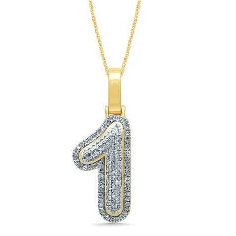 10K Yellow Gold Diamond Bubble Number Initial