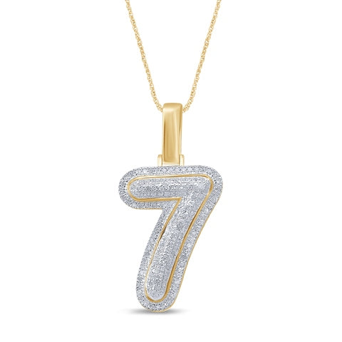 10K Yellow Gold Diamond Bubble Number Initial