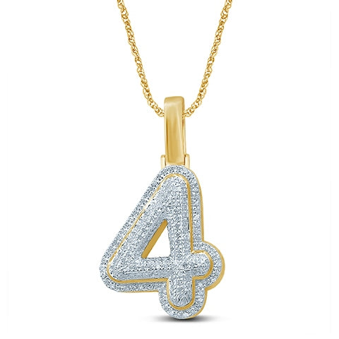 10K Yellow Gold Diamond Bubble Number Initial