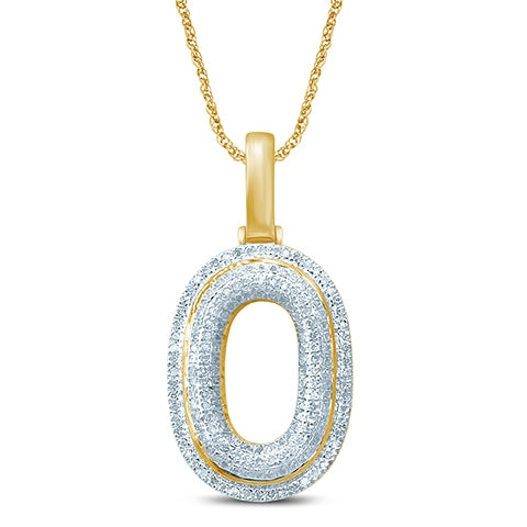 10K Yellow Gold Diamond Bubble Number Initial