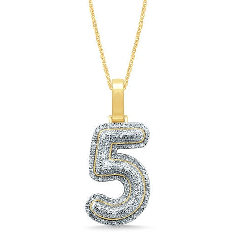 10K Yellow Gold Diamond Bubble Number Initial