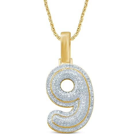 10K Yellow Gold Diamond Bubble Number Initial
