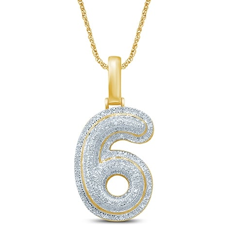 10K Yellow Gold Diamond Bubble Number Initial