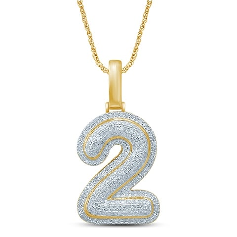 10K Yellow Gold Diamond Bubble Number Initial