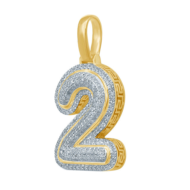 10K Yellow Gold Diamond Bubble Number Initial