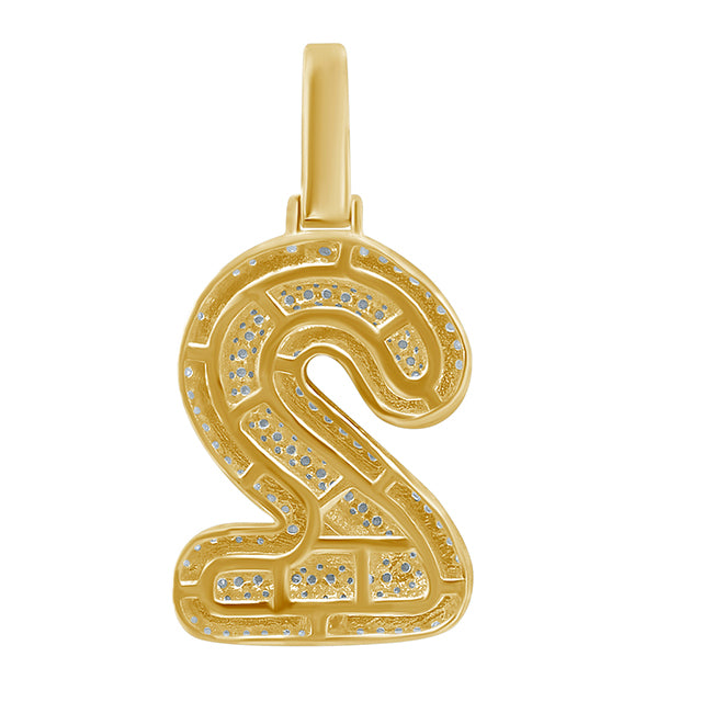10K Yellow Gold Diamond Bubble Number Initial