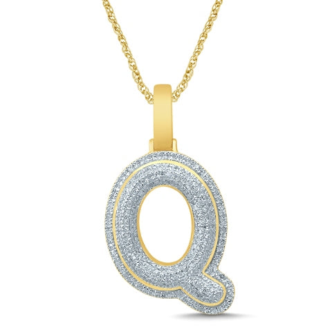 10K Yellow Gold Diamond Bubble Letter Charm