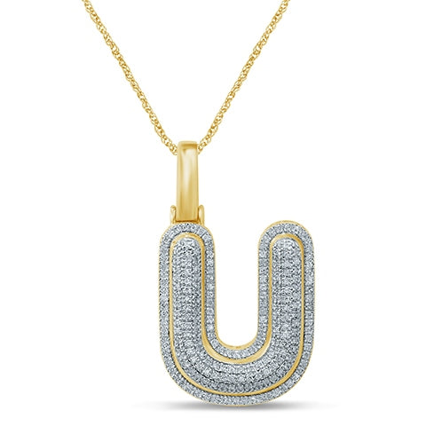 10K Yellow Gold Diamond Bubble Letter Charm
