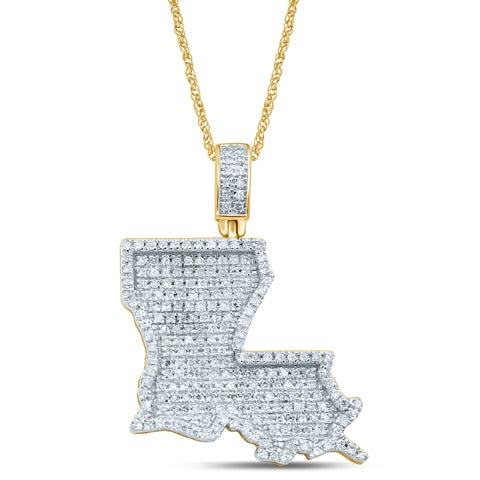 10K Yellow Gold 0.53-0.54 Cttw Diamond  "Lousiana Map " Charm