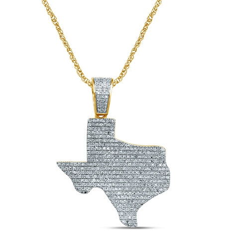 10K Yellow Gold 0.87-0.95 Cttw Diamond "Texas Map" Charm