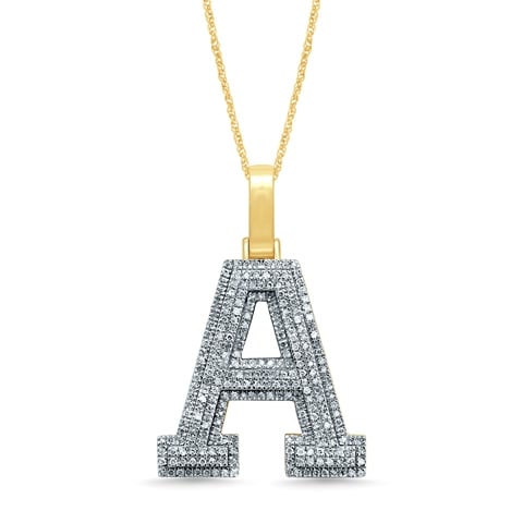 10K Yellow Or White Gold Diamond Micropave Initial Charm