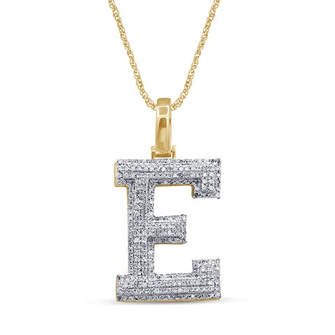 10K Yellow Or White Gold Diamond Micropave Initial Charm
