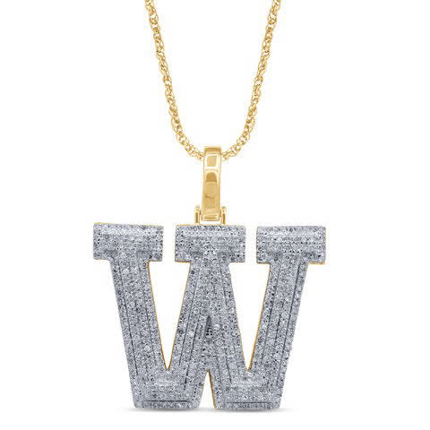 10K Yellow Or White Gold Diamond Micropave Initial Charm