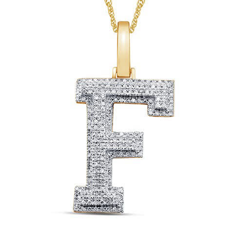 10K Yellow Or White Gold Diamond Micropave Initial Charm