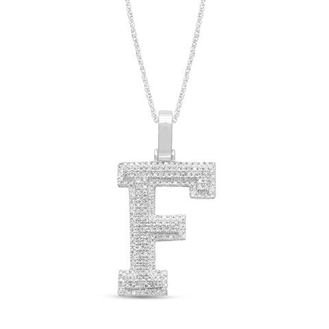 10K Yellow Or White Gold Diamond Micropave Initial Charm