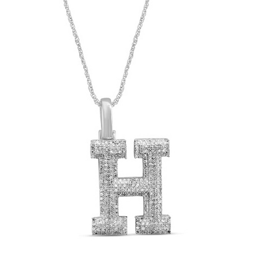 10K Yellow Or White Gold Diamond Micropave Initial Charm