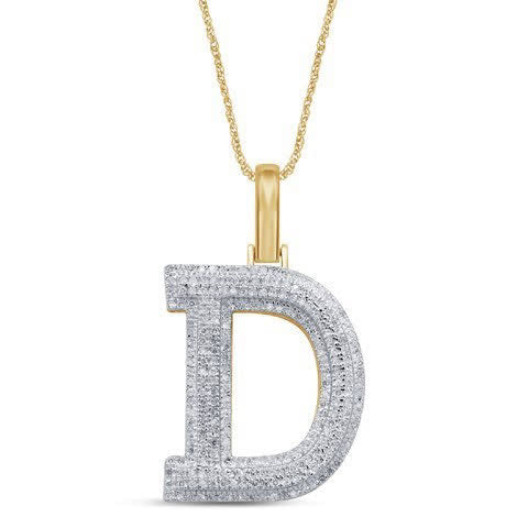 10K Yellow Or White Gold Diamond Micropave Initial Charm