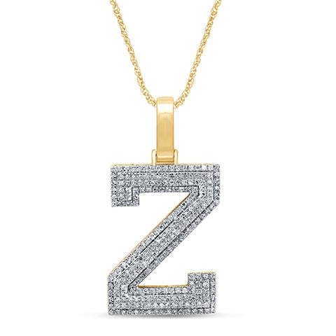 10K Yellow Or White Gold Diamond Micropave Initial Charm