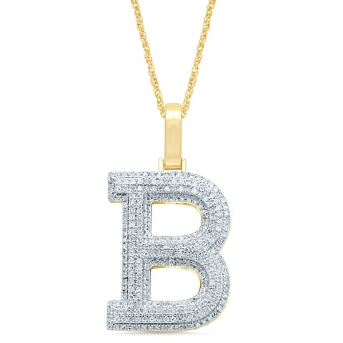 10K Yellow Or White Gold Diamond Micropave Initial Charm