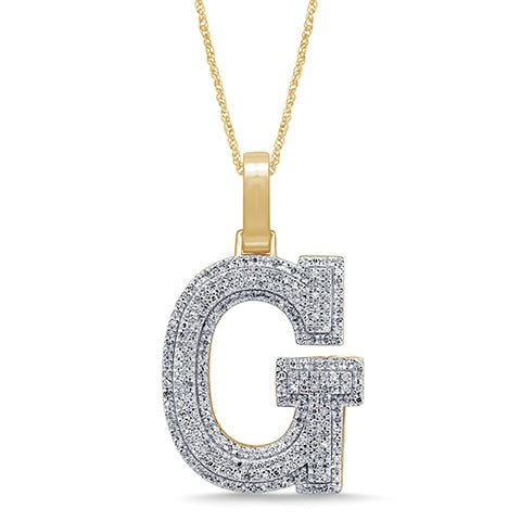 10K Yellow Or White Gold Diamond Micropave Initial Charm