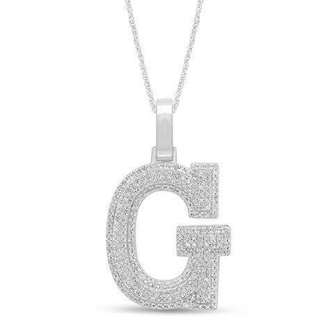 10K Yellow Or White Gold Diamond Micropave Initial Charm