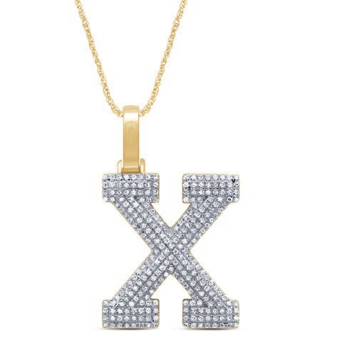 10K Yellow Or White Gold Diamond Micropave Initial Charm