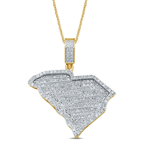 10K Yellow Gold 0.48-0.53 Cttw Diamond Map "S. Carolina" Charm