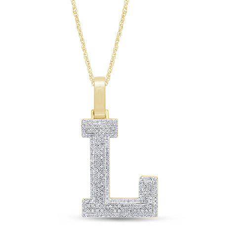 10K Yellow Or White Gold Diamond Micropave Initial Charm