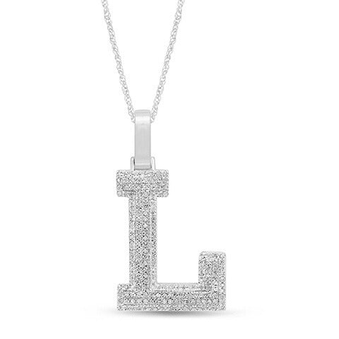 10K Yellow Or White Gold Diamond Micropave Initial Charm