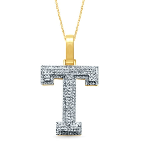 10K Yellow Or White Gold Diamond Micropave Initial Charm