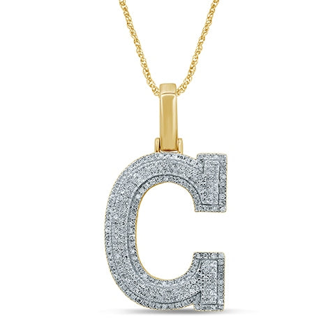 10K Yellow Or White Gold Diamond Micropave Initial Charm