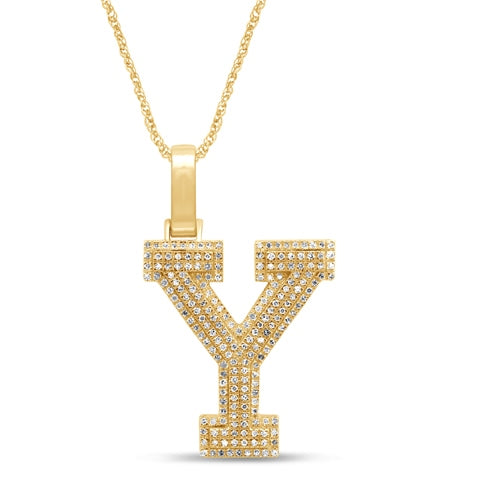 10K Yellow Or White Gold Diamond Micropave Initial Charm