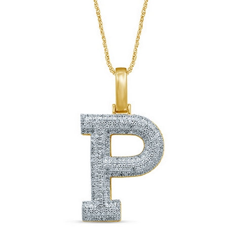 10K Yellow Or White Gold Diamond Micropave Initial Charm