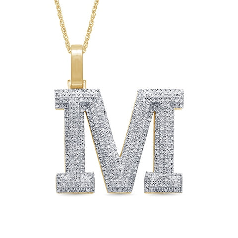 10K Yellow Or White Gold Diamond Micropave Initial Charm