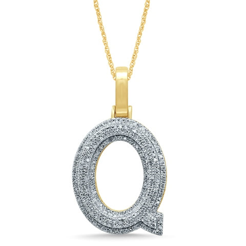 10K Yellow Or White Gold Diamond Micropave Initial Charm