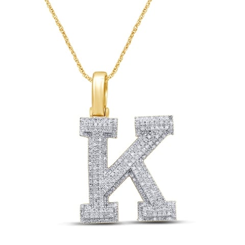 10K Yellow Or White Gold Diamond Micropave Initial Charm