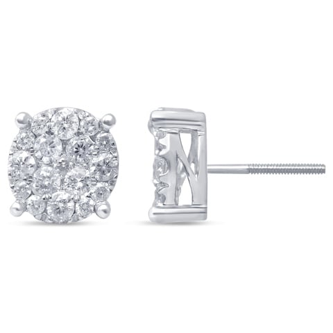 10K White Gold 1.48 - 1.58 Cttw Diamond Super Flower Earring
