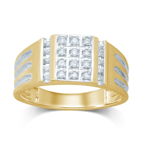 10K Yellow Gold 0.24- 0.27 Cttw Diamond Mens Ring