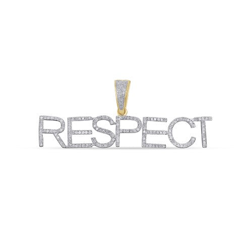 10K Yellow Gold 0.38- 0.41 Cttw Diamond  "Respect" Charm