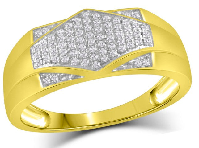 10K Yellow Gold 0.20- 0.24 Cttw Diamond Mens Micropave Rings