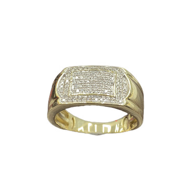 10K Yellow Gold 0.25-0.27 Cttw Diamond Mens Micropave Rings