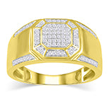 10K Yellow Gold 0.24-0.25 Cttw Diamond Mens Micropave Rings