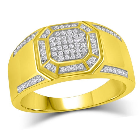 10K Yellow Gold 0.24-0.25 Cttw Diamond Mens Micropave Rings