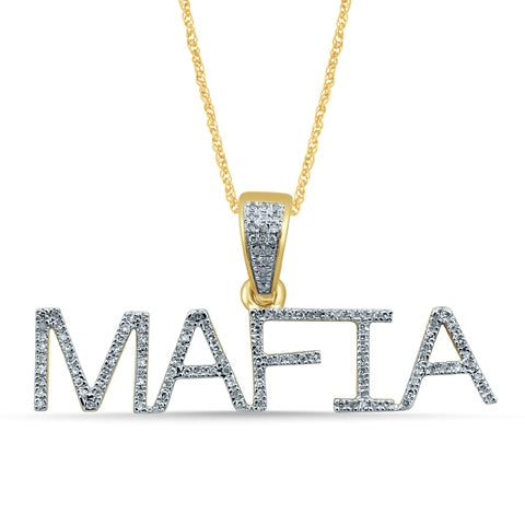 10K Yellow Gold 0.27-0.30 Cttw Diamond  " Mafia " Charm